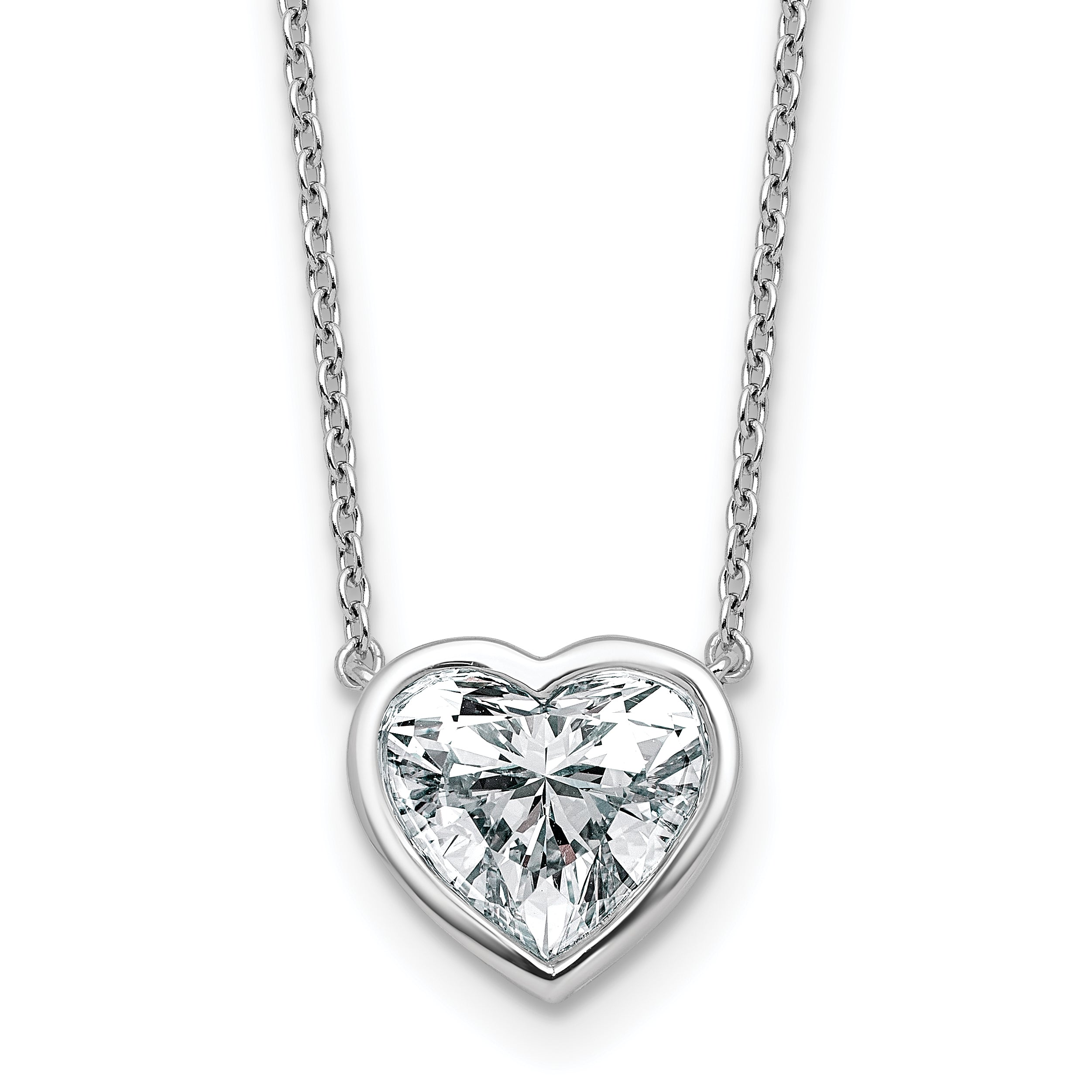 14kw 2 1/2ct Cert Lab Grown Diamond VS+ F+ Heart Bezel Pendant