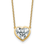 14k 2 1/2 carat Certified Lab Grown Diamond VS+ F+ Heart Complete 18 inch Bezel Set Solitaire Necklace