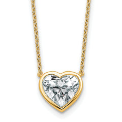 14k 2 1/2 carat Certified Lab Grown Diamond VS+ F+ Heart Complete 18 inch Bezel Set Solitaire Necklace
