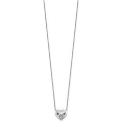 14k White Gold 3 carat Certified Lab Grown Diamond VS+ F+ Heart Complete 18 inch Bezel Set Solitaire Necklace