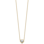 14k 3 carat Certified Lab Grown Diamond VS+ F+ Heart Complete 18 inch Bezel Set Solitaire Necklace