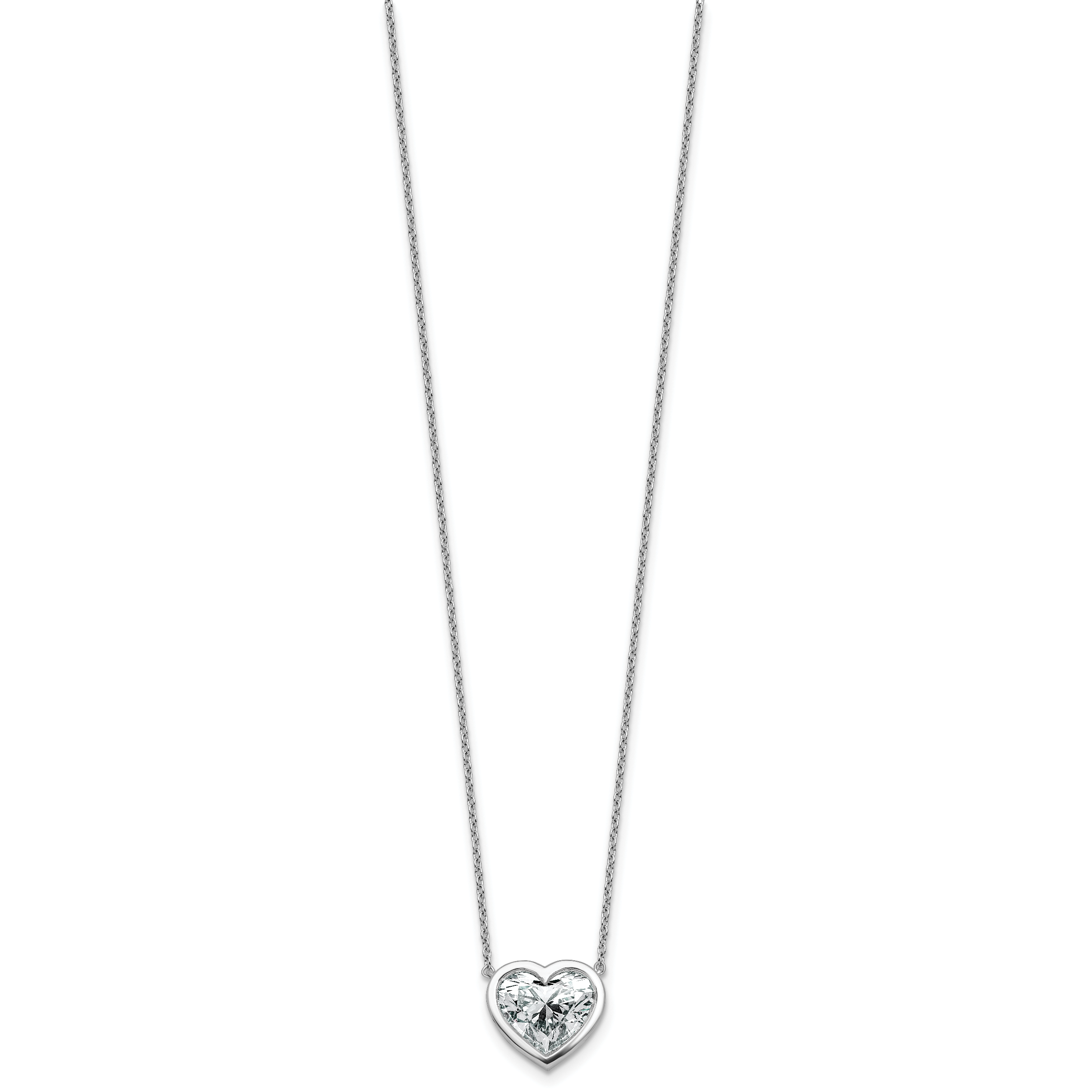 14k White Gold 4 carat Certified Lab Grown Diamond VS+ F+ Heart Complete 18 inch Bezel Set Solitaire Necklace Secondary image