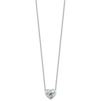 14k White Gold 4 carat Certified Lab Grown Diamond VS+ F+ Heart Complete 18 inch Bezel Set Solitaire Necklace