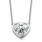 14k White Gold 4 carat Certified Lab Grown Diamond VS+ F+ Heart Complete 18 inch Bezel Set Solitaire Necklace