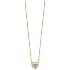 14k 4 carat Certified Lab Grown Diamond VS+ F+ Heart Complete 18 inch Bezel Set Solitaire Necklace