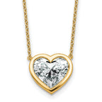 14k 4 carat Certified Lab Grown Diamond VS+ F+ Heart Complete 18 inch Bezel Set Solitaire Necklace