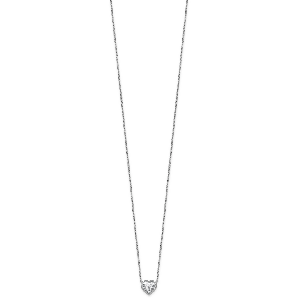 14kw Lab Grown Diamond VS+F+  Heart Bezel Pendant Necklace