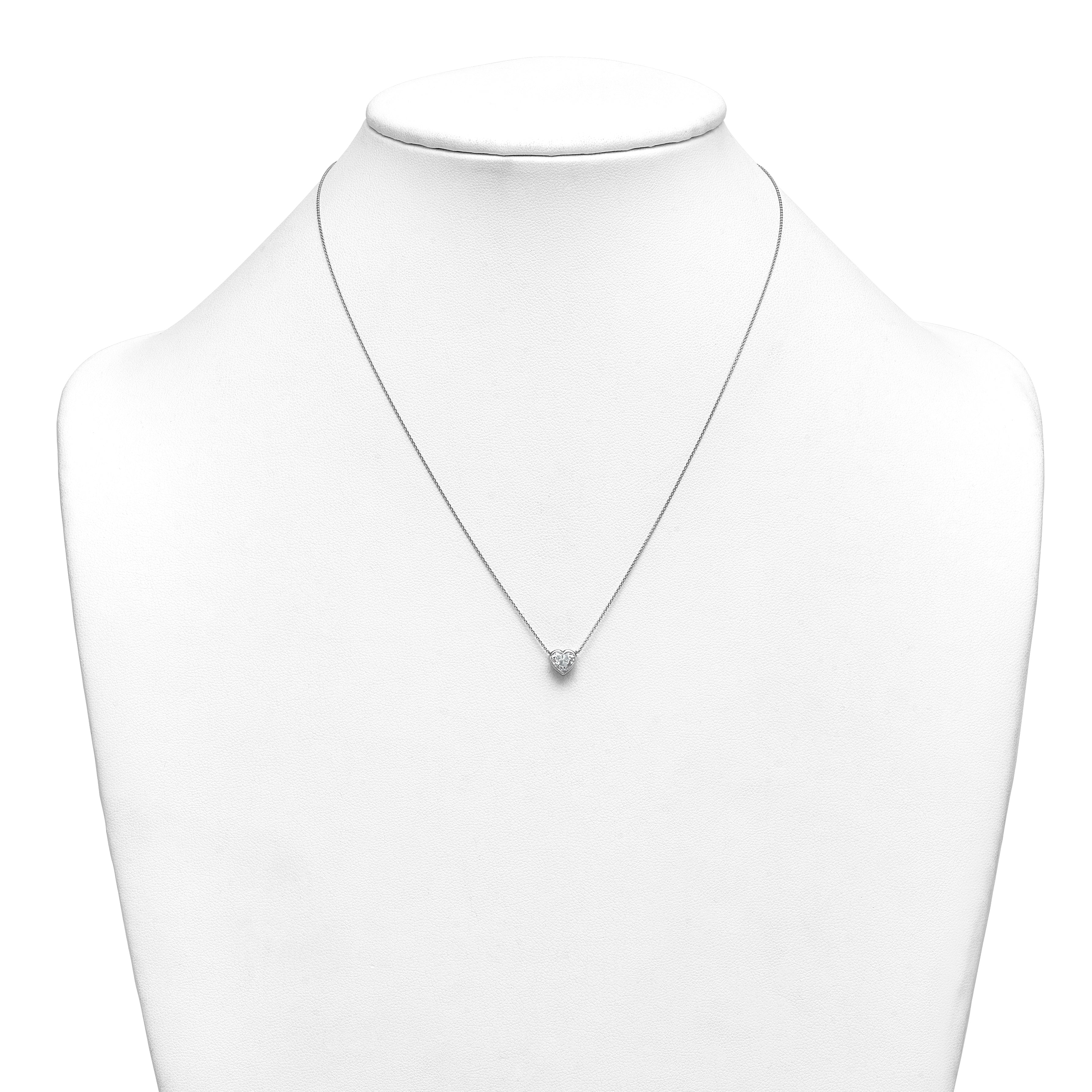 14kw Lab Grown Diamond VS+F+  Heart Bezel Pendant Necklace