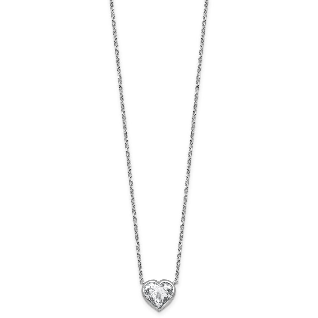 14kw Lab Grown Diamond VS+F+  Heart Bezel Pendant Necklace