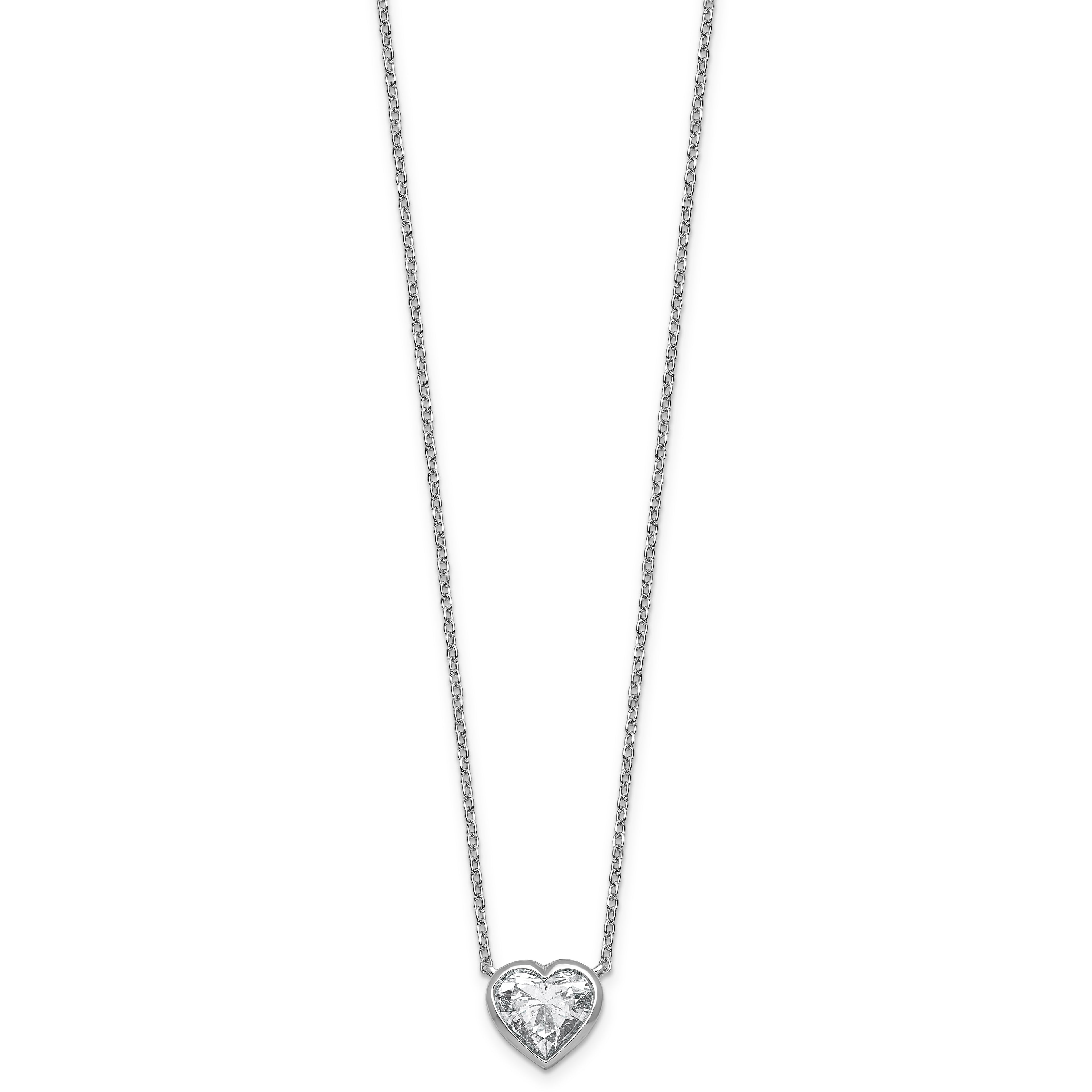 14kw Lab Grown Diamond VS+F+  Heart Bezel Pendant Necklace