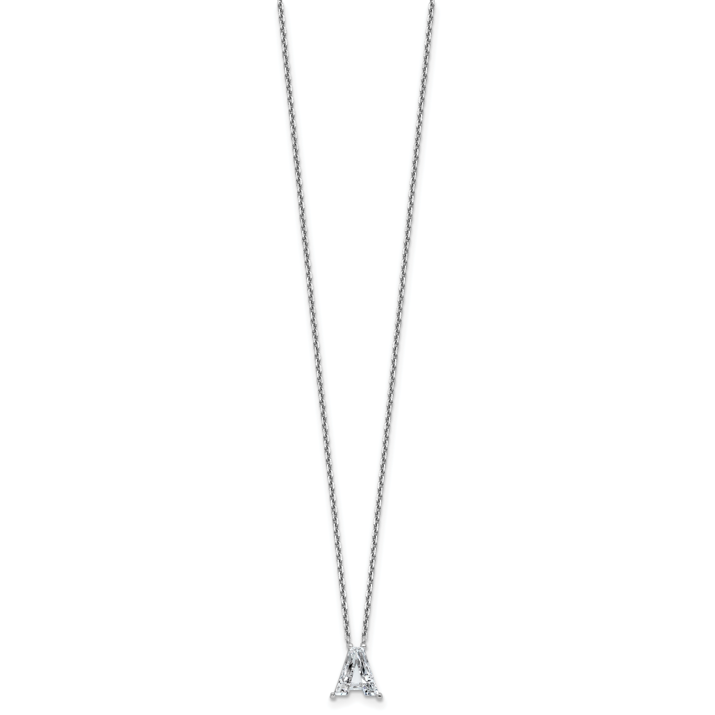 14k White Gold 2 carat Lab Grown Diamond VS+ F+ Complete Letter A Single Stone 18 inch Initial Necklace Secondary image
