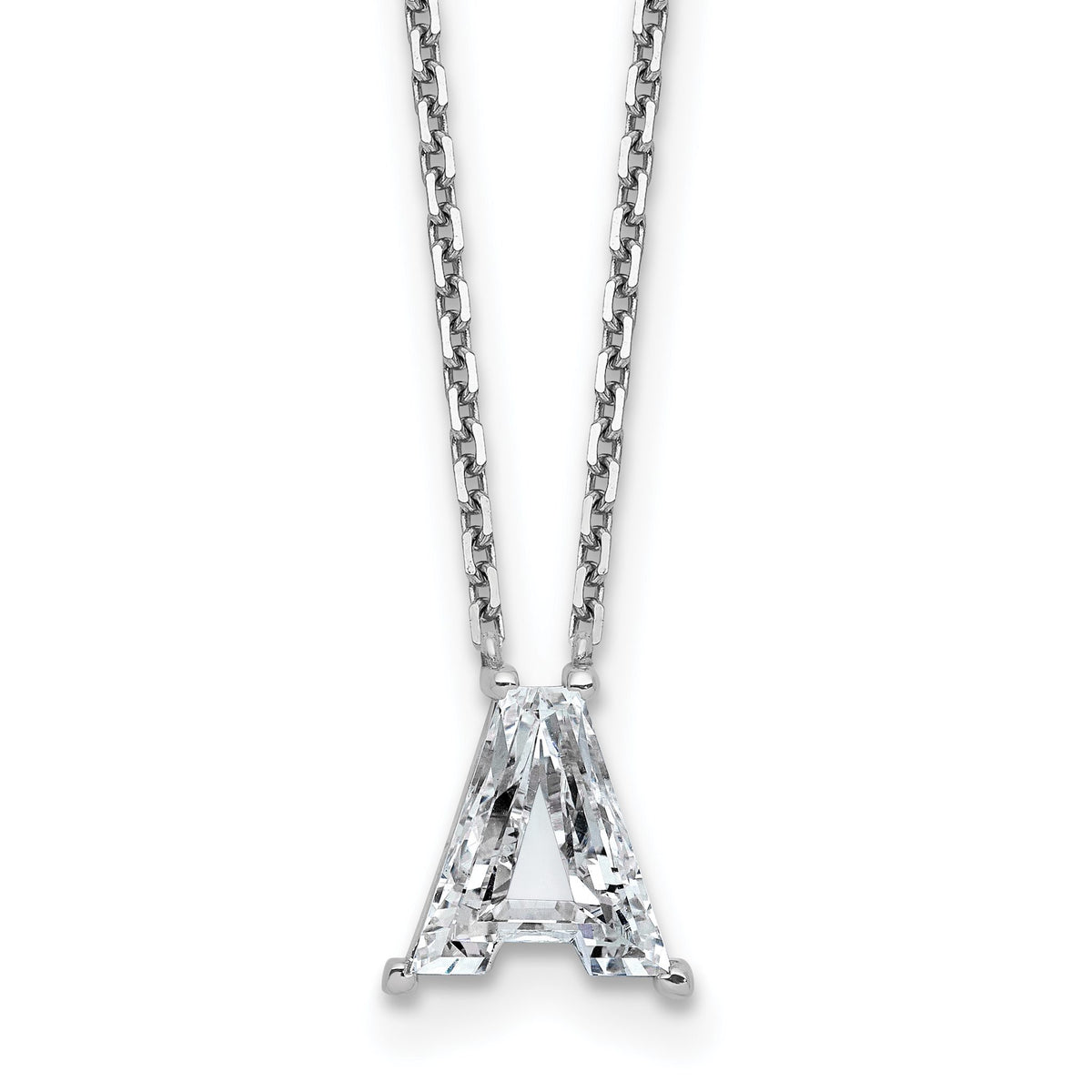 Letter a Lab-Grown Diamond Initial Necklace in 14K White Gold (2 ct. tw.), 18 Inch - Sophia Jewelers Main image