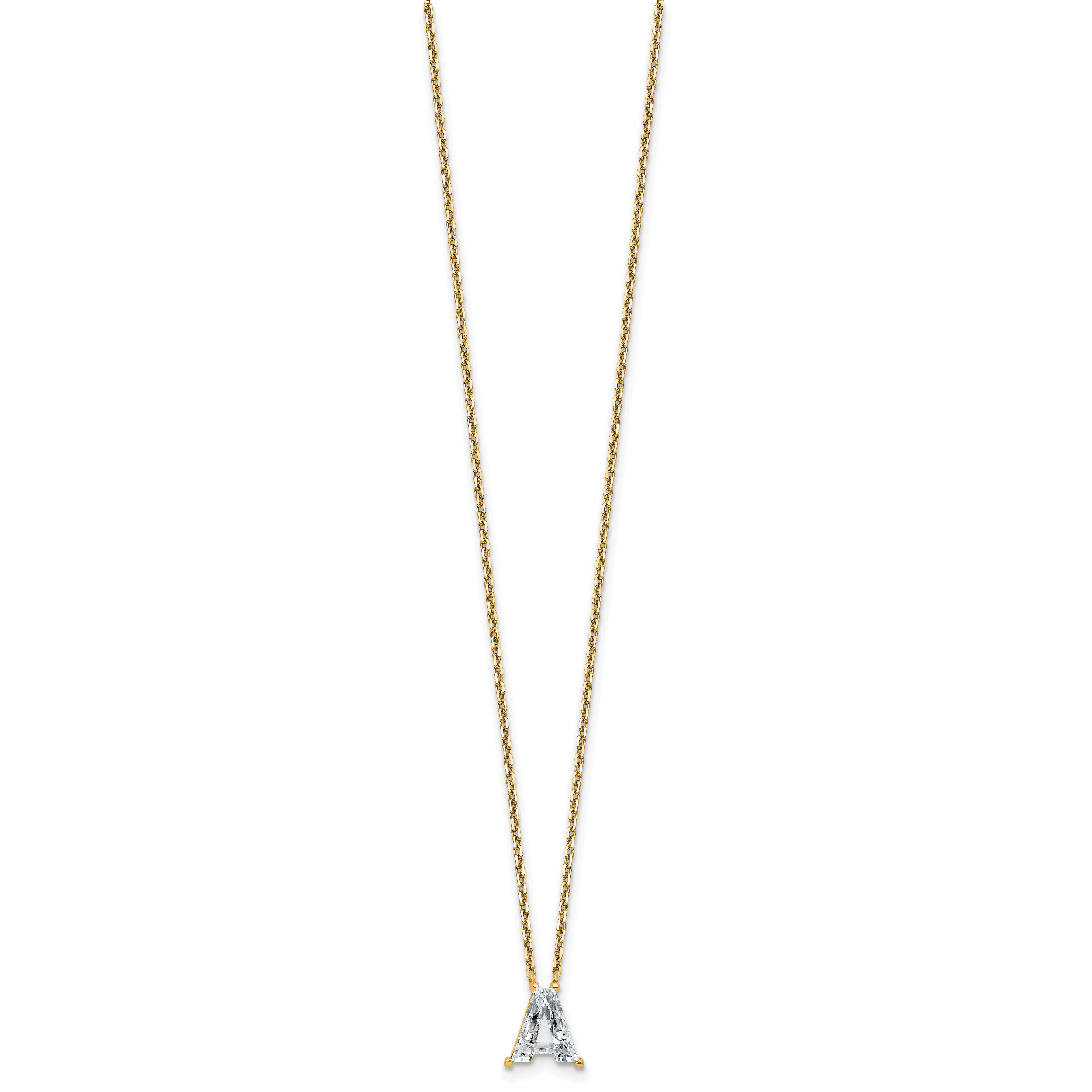 14k 2 carat Lab Grown Diamond VS+ F+ Complete Letter A Single Stone 18 inch Initial Necklace Secondary image