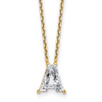 14k 2 carat Lab Grown Diamond VS+ F+ Complete Letter A Single Stone 18 inch Initial Necklace