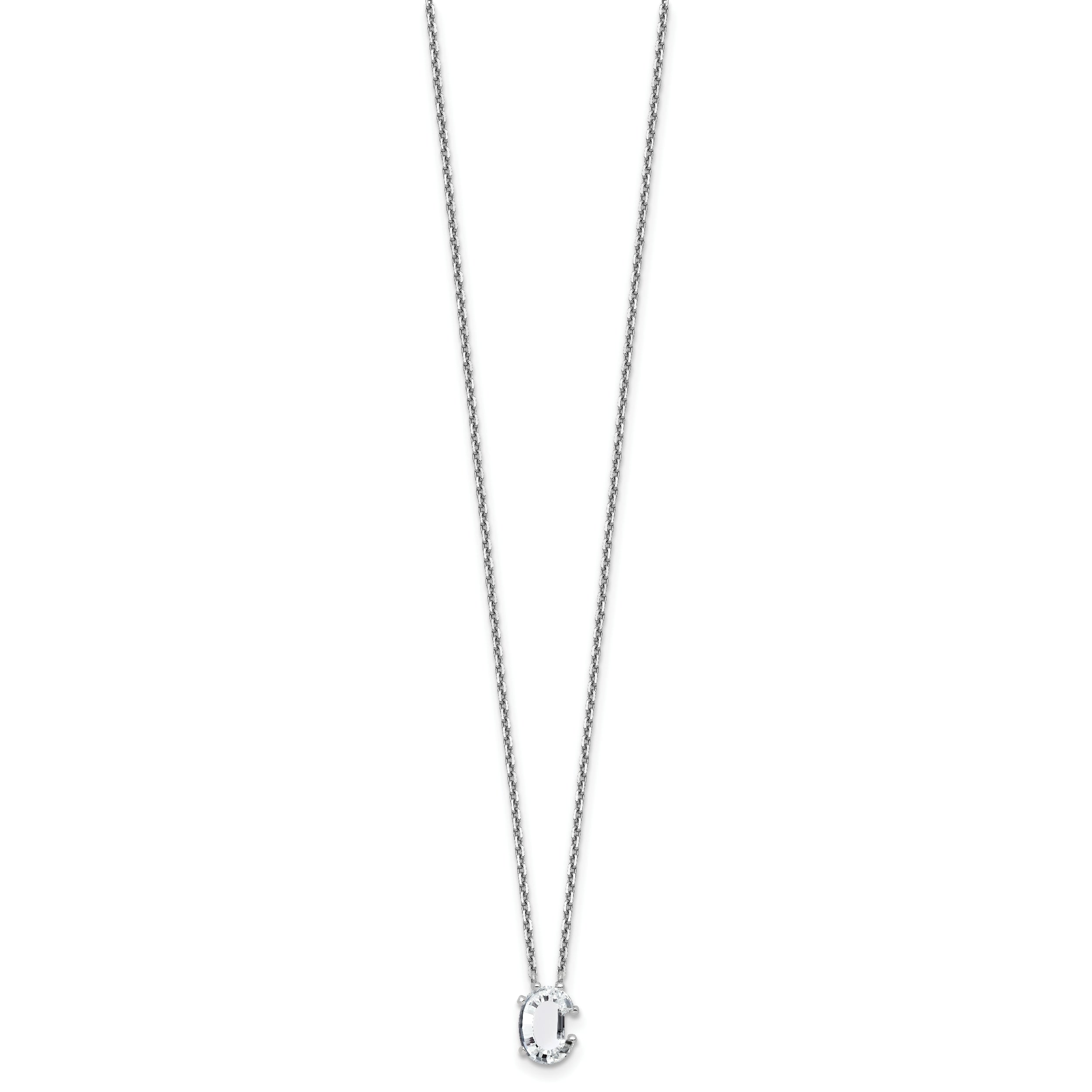 14k White Gold 1 3/4 carat Lab Grown Diamond VS+ F+ Complete Letter C Single Stone 18 inch Initial Necklace