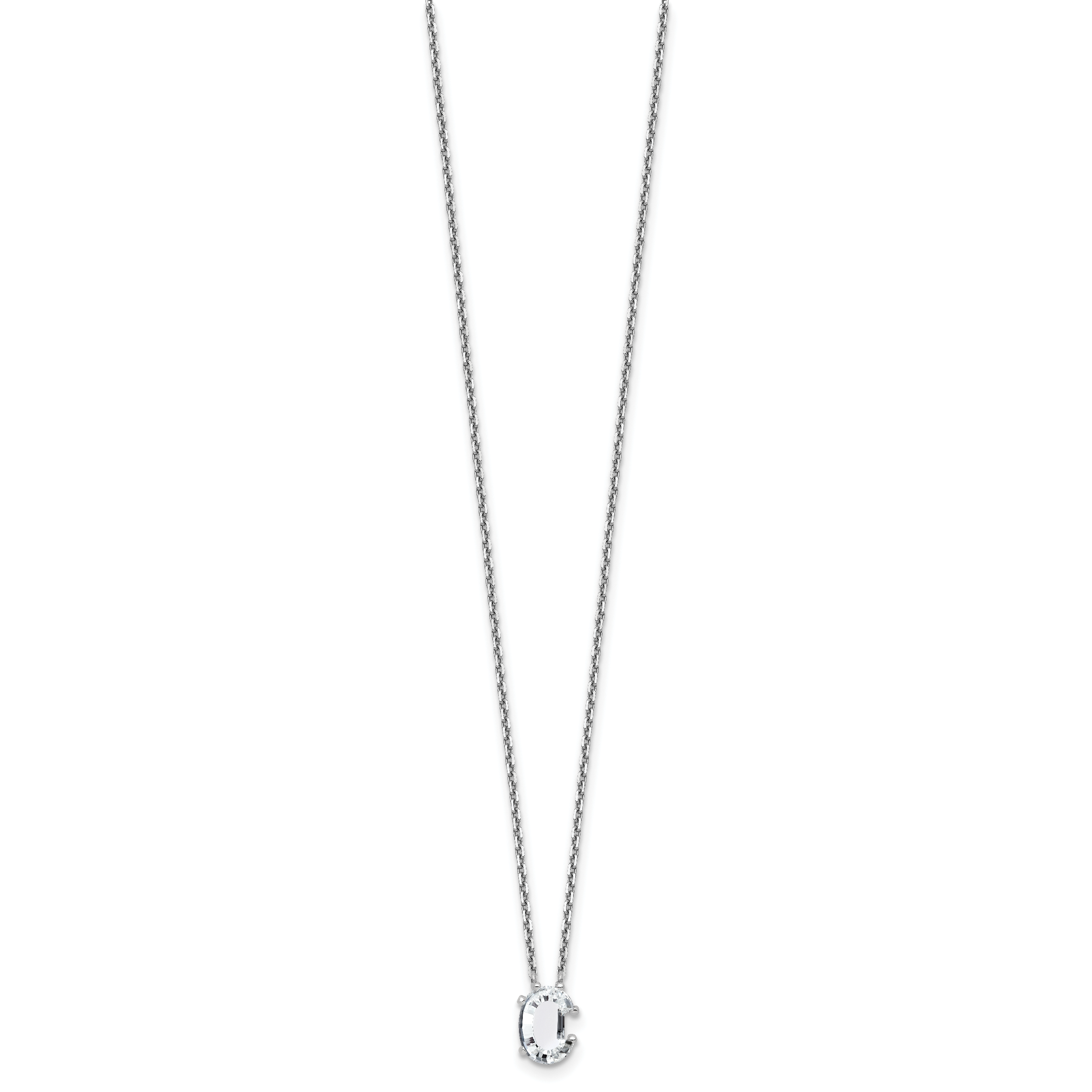 14k White Gold 1 3/4 carat Lab Grown Diamond VS+ F+ Complete Letter C Single Stone 18 inch Initial Necklace Secondary image