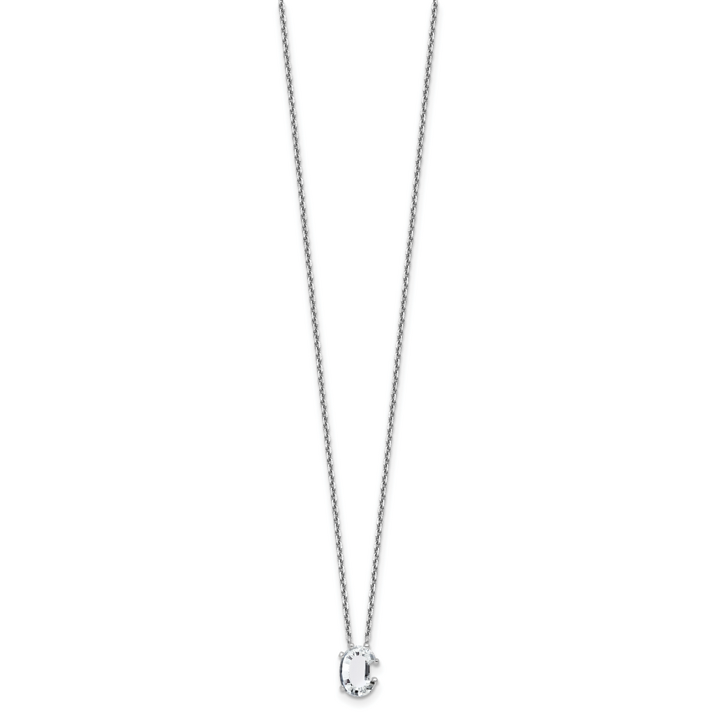 14k White Gold 1 3/4 carat Lab Grown Diamond VS+ F+ Complete Letter C Single Stone 18 inch Initial Necklace