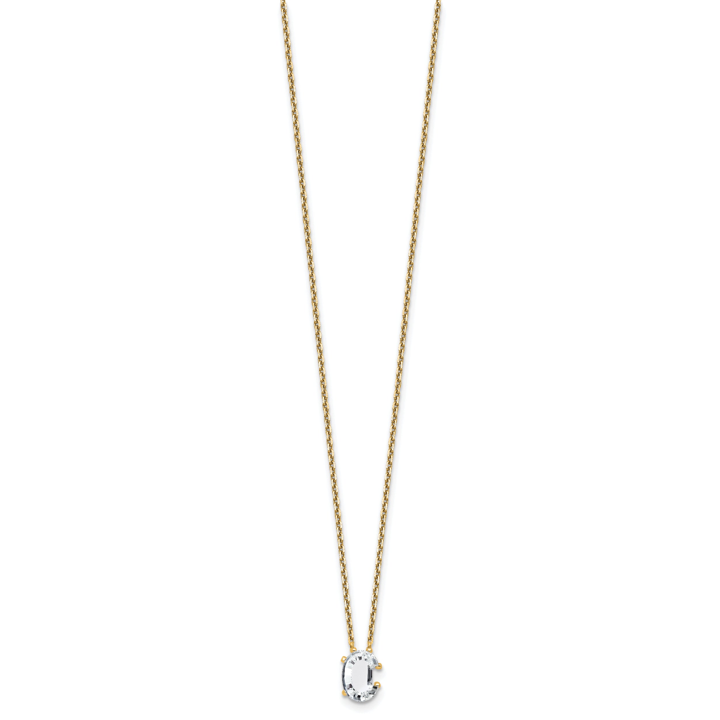 14k 1 3/4 carat Lab Grown Diamond VS+ F+ Complete Letter C Single Stone 18 inch Initial Necklace