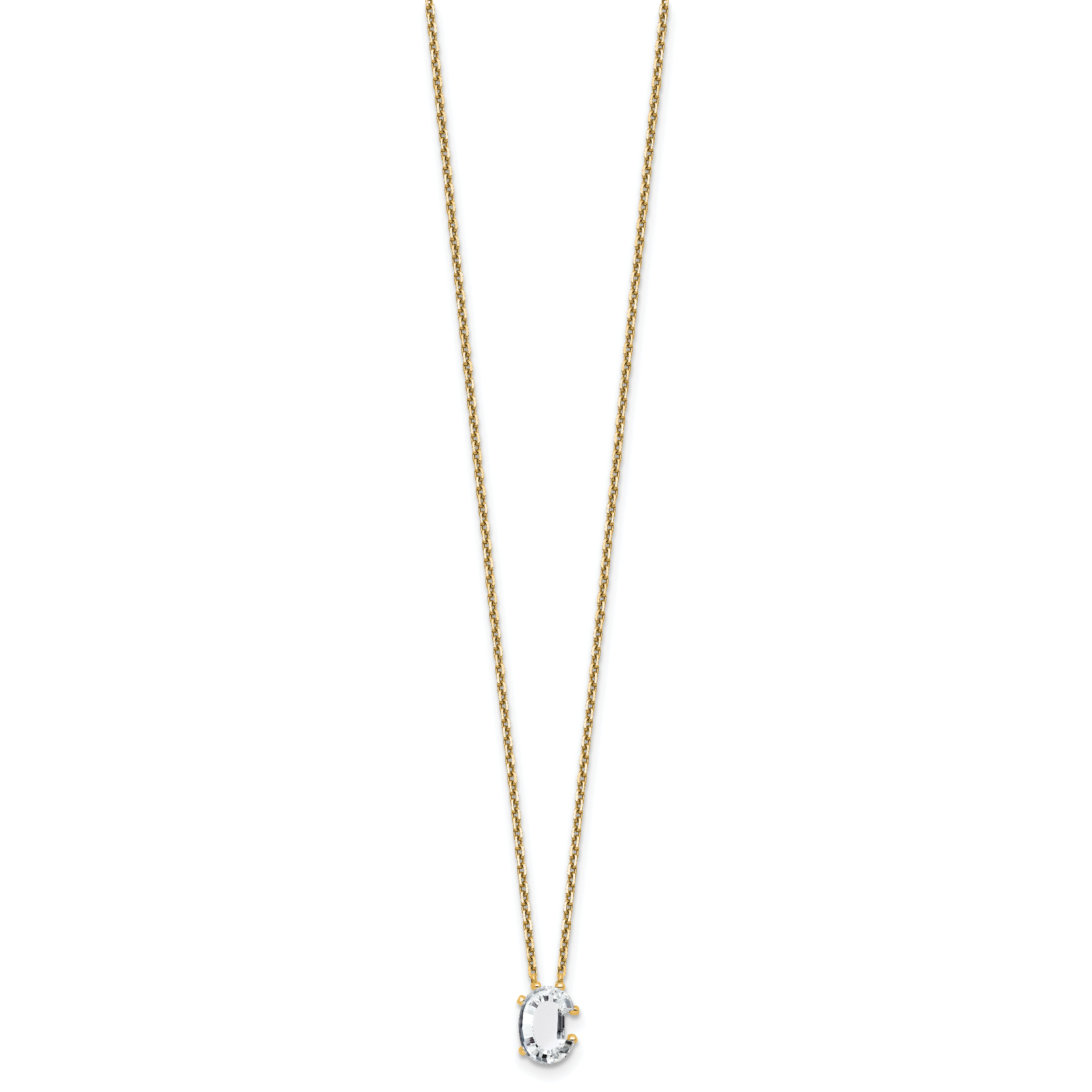 14k 1 3/4 carat Lab Grown Diamond VS+ F+ Complete Letter C Single Stone 18 inch Initial Necklace