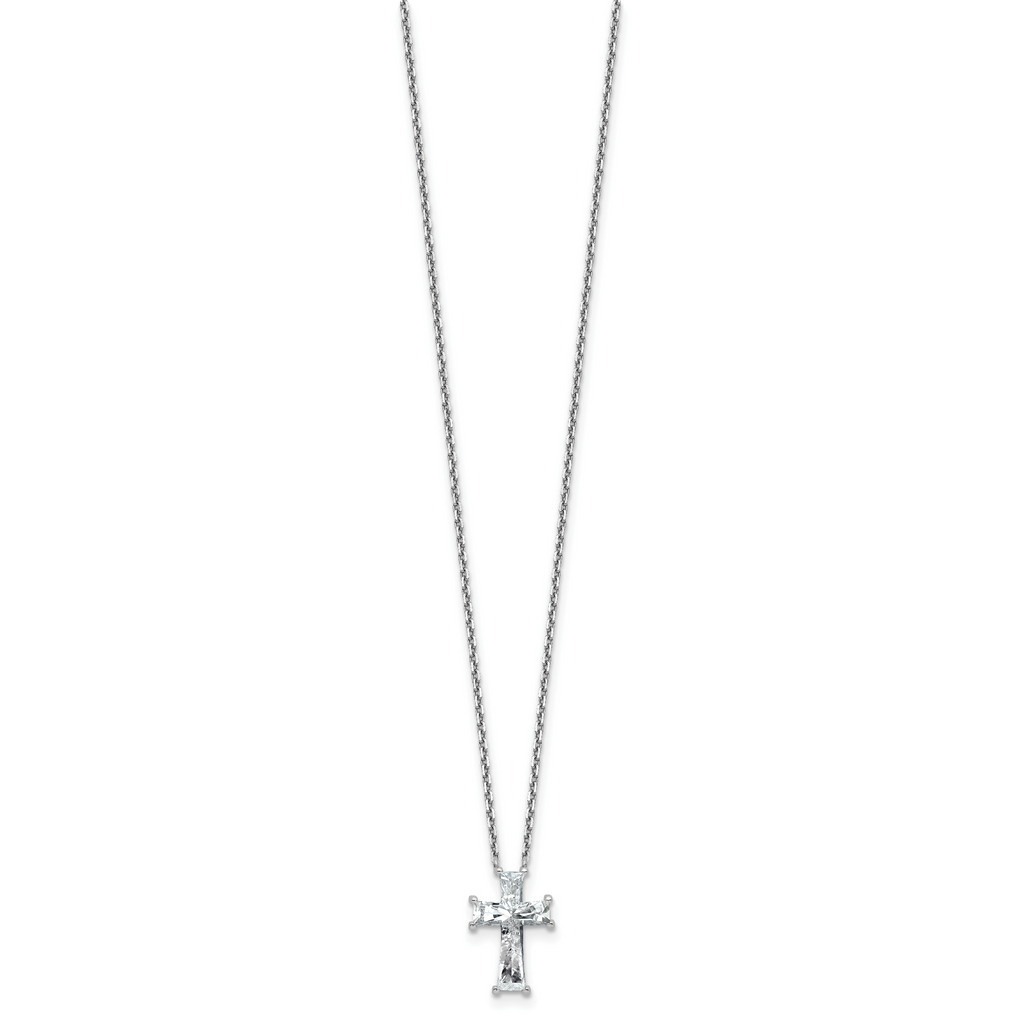 14k White Gold 3 3/4 carat Lab Grown Diamond VS+ F+ Single Stone Complete Cross 18 inch Necklace