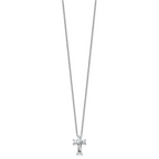14k White Gold 3 3/4 carat Lab Grown Diamond VS+ F+ Single Stone Complete Cross 18 inch Necklace