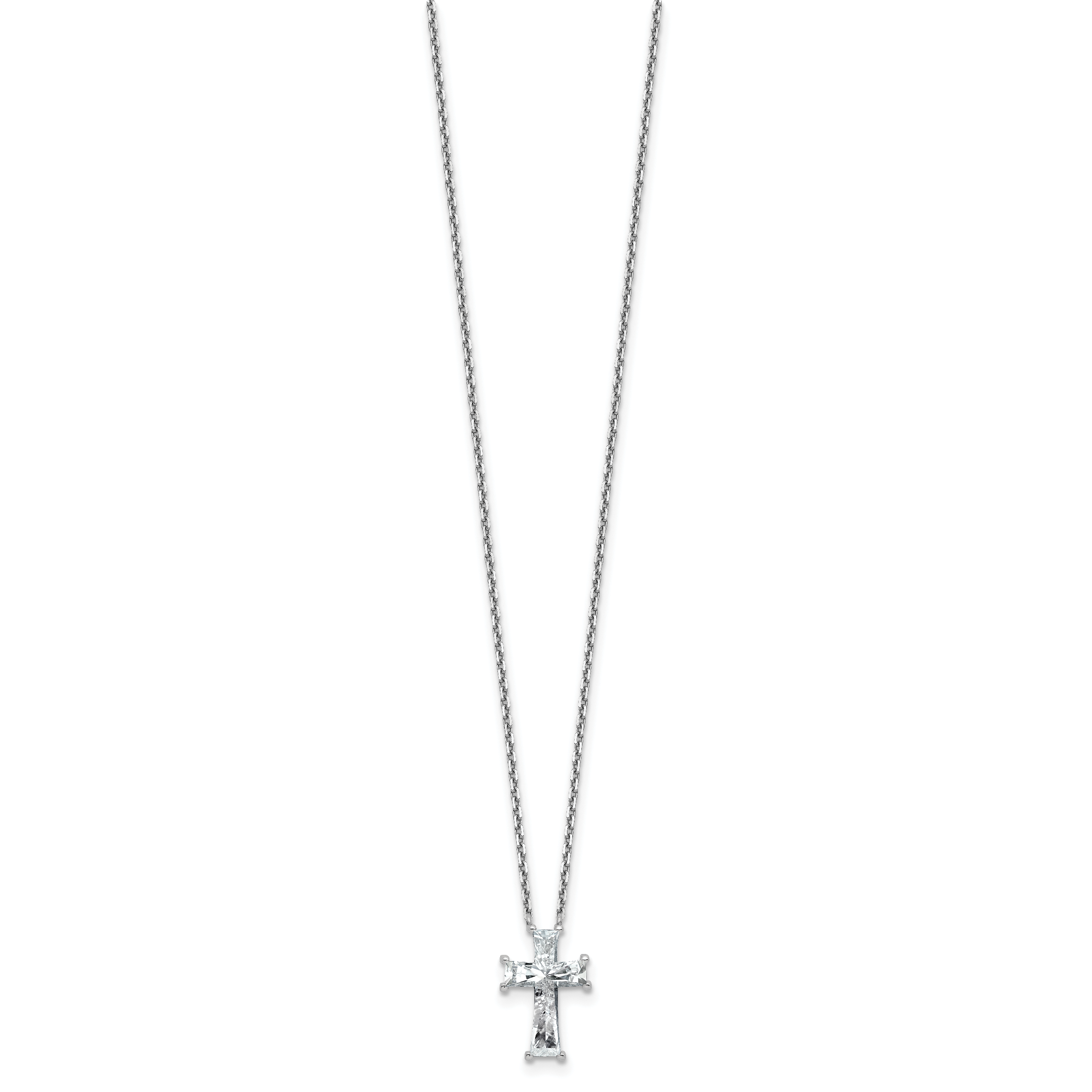 14k White Gold 3 3/4 carat Lab Grown Diamond VS+ F+ Single Stone Complete Cross 18 inch Necklace