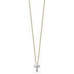 14k 3 3/4 carat Lab Grown Diamond VS+ F+ Single Stone Complete Cross 18 inch Necklace