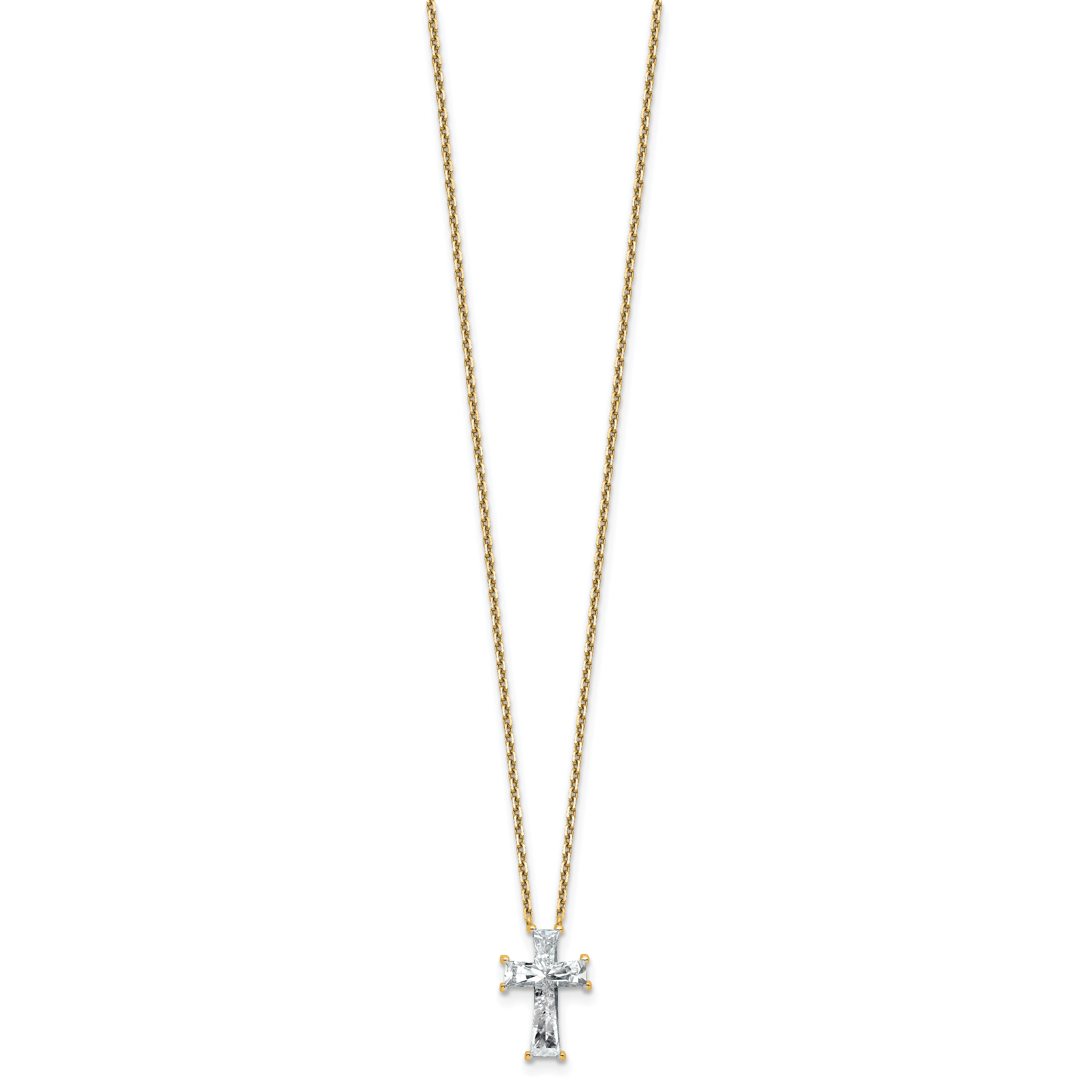 14k 3 3/4 carat Lab Grown Diamond VS+ F+ Single Stone Complete Cross 18 inch Necklace