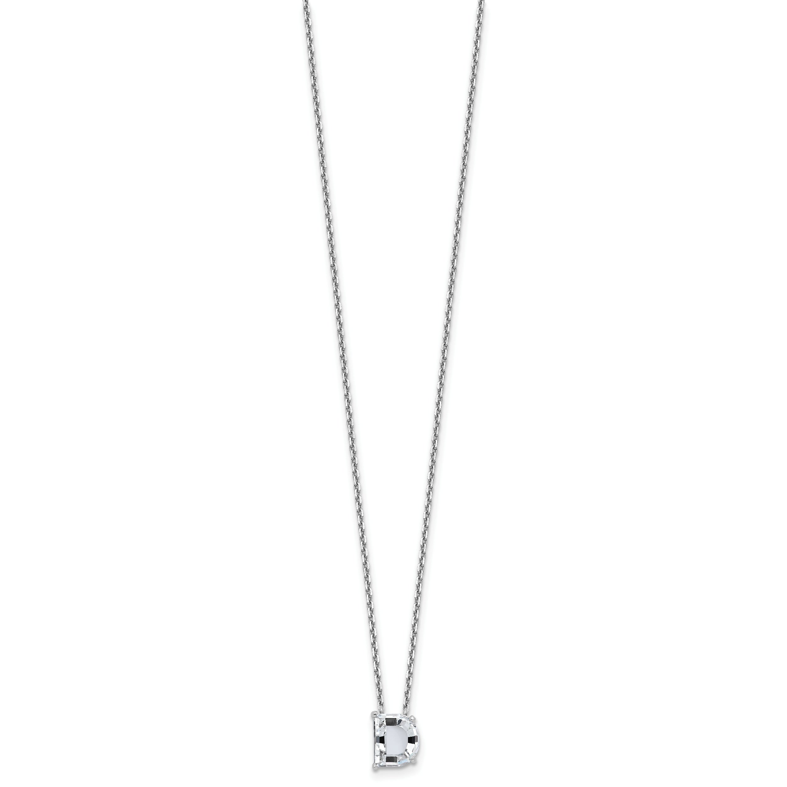 14k White Gold 2 7/8 carat Lab Grown Diamond VS+ F+ Complete Letter C Single Stone 18 inch Initial Necklace
