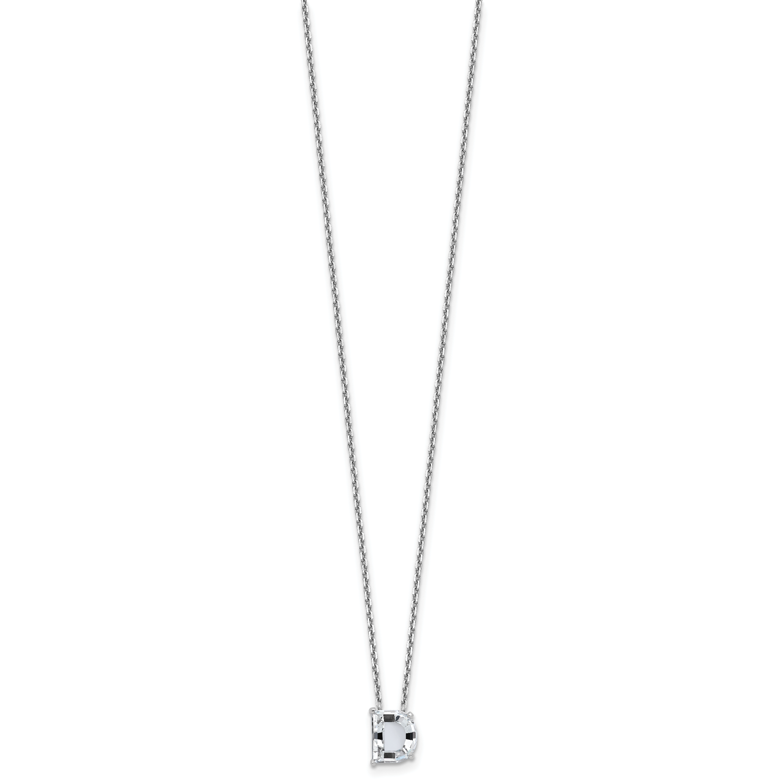 14k White Gold 2 7/8 carat Lab Grown Diamond VS+ F+ Complete Letter C Single Stone 18 inch Initial Necklace Secondary image