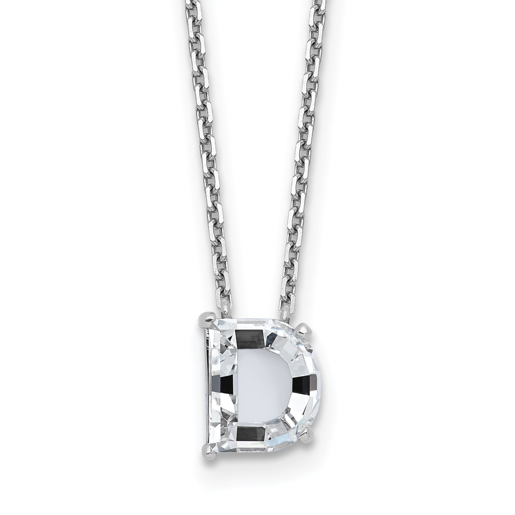 14k White Gold 2 7/8 carat Lab Grown Diamond VS+ F+ Complete Letter C Single Stone 18 inch Initial Necklace