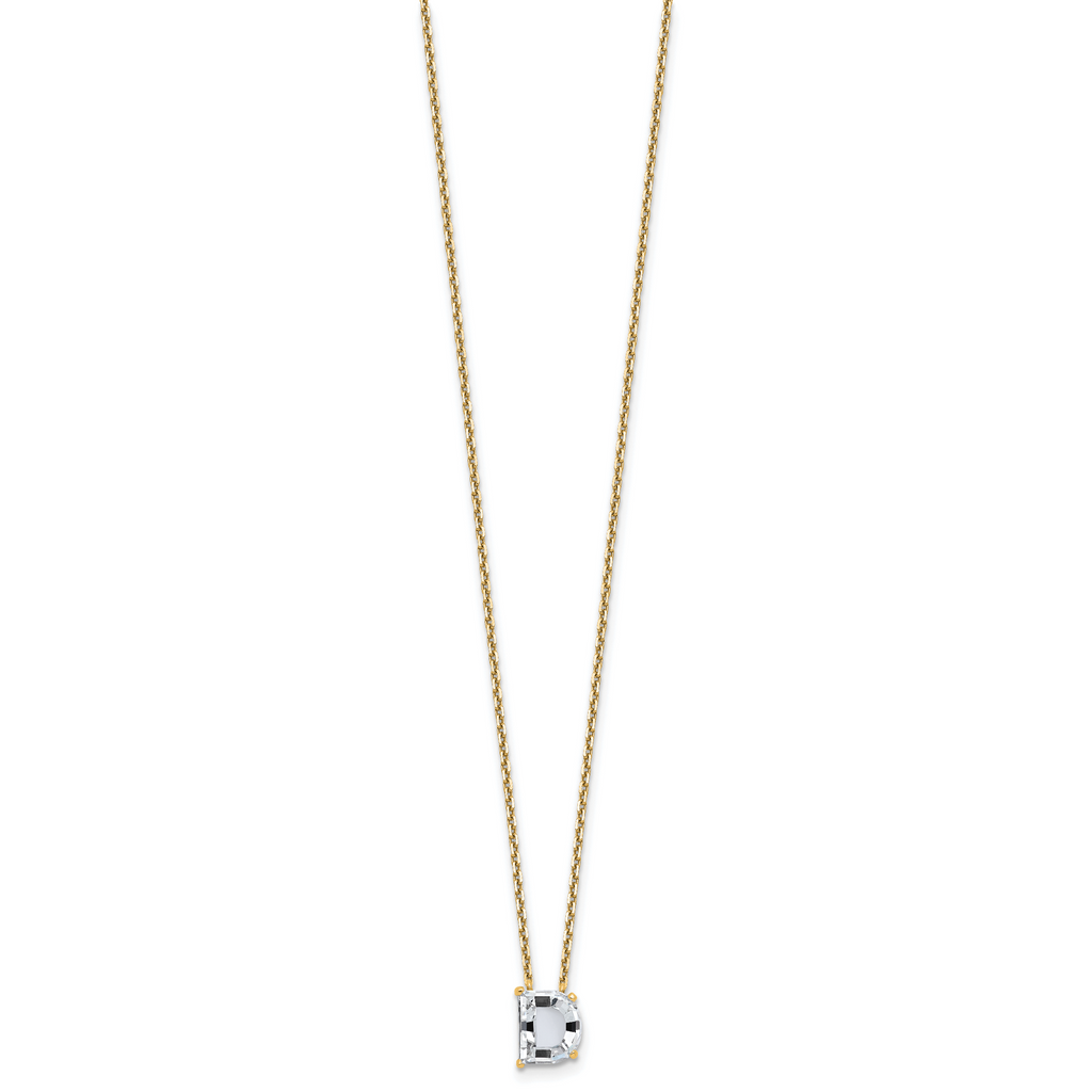 14k 2 7/8 carat Lab Grown Diamond VS+ F+ Complete Letter C Single Stone 18 inch Initial Necklace
