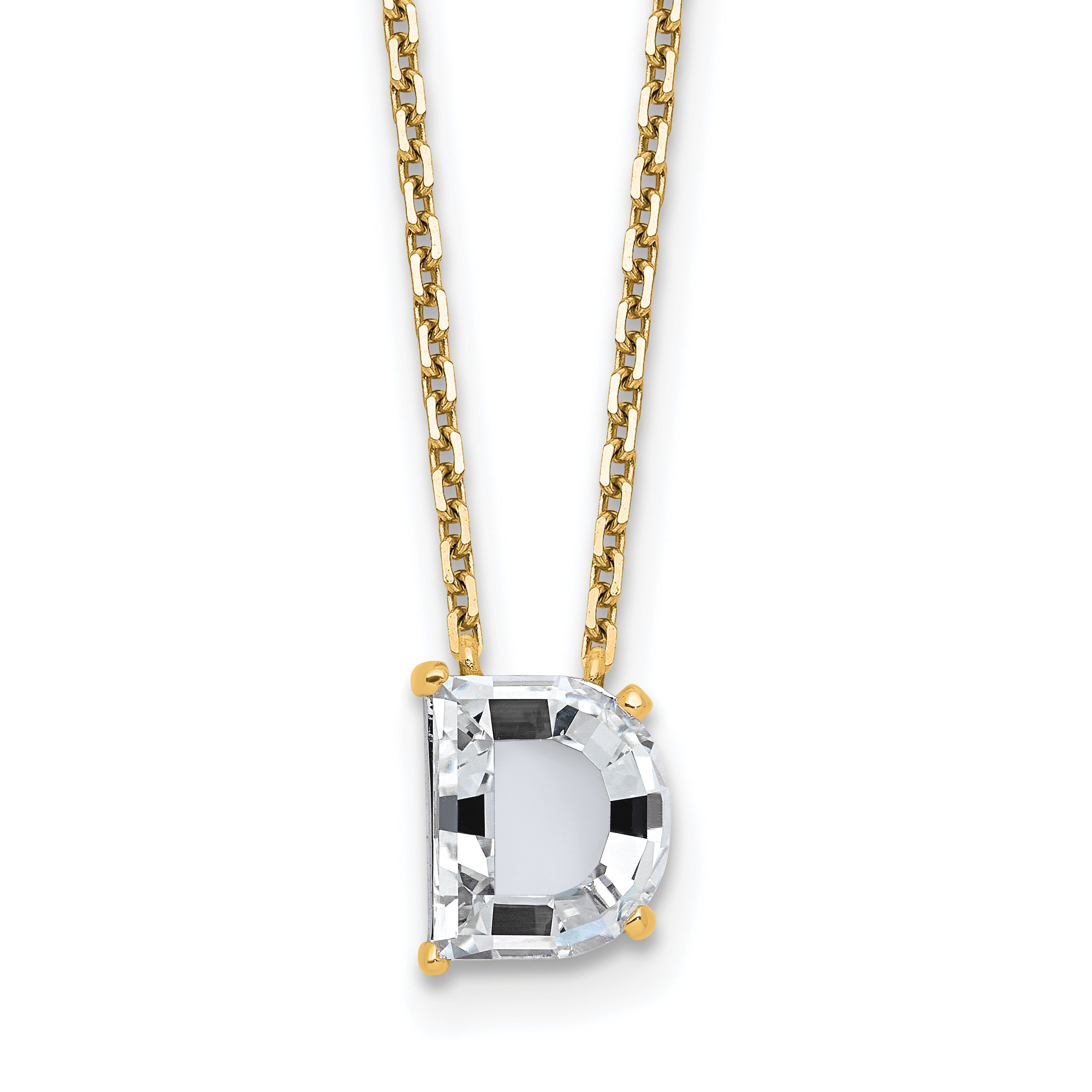 14k 2 7/8 carat Lab Grown Diamond VS+ F+ Complete Letter C Single Stone 18 inch Initial Necklace