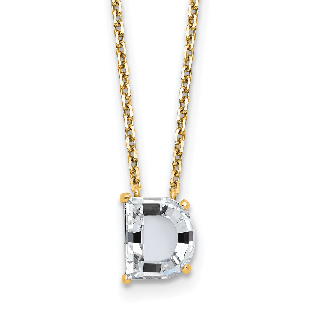 14k 2 7/8 carat Lab Grown Diamond VS+ F+ Complete Letter C Single Stone 18 inch Initial Necklace