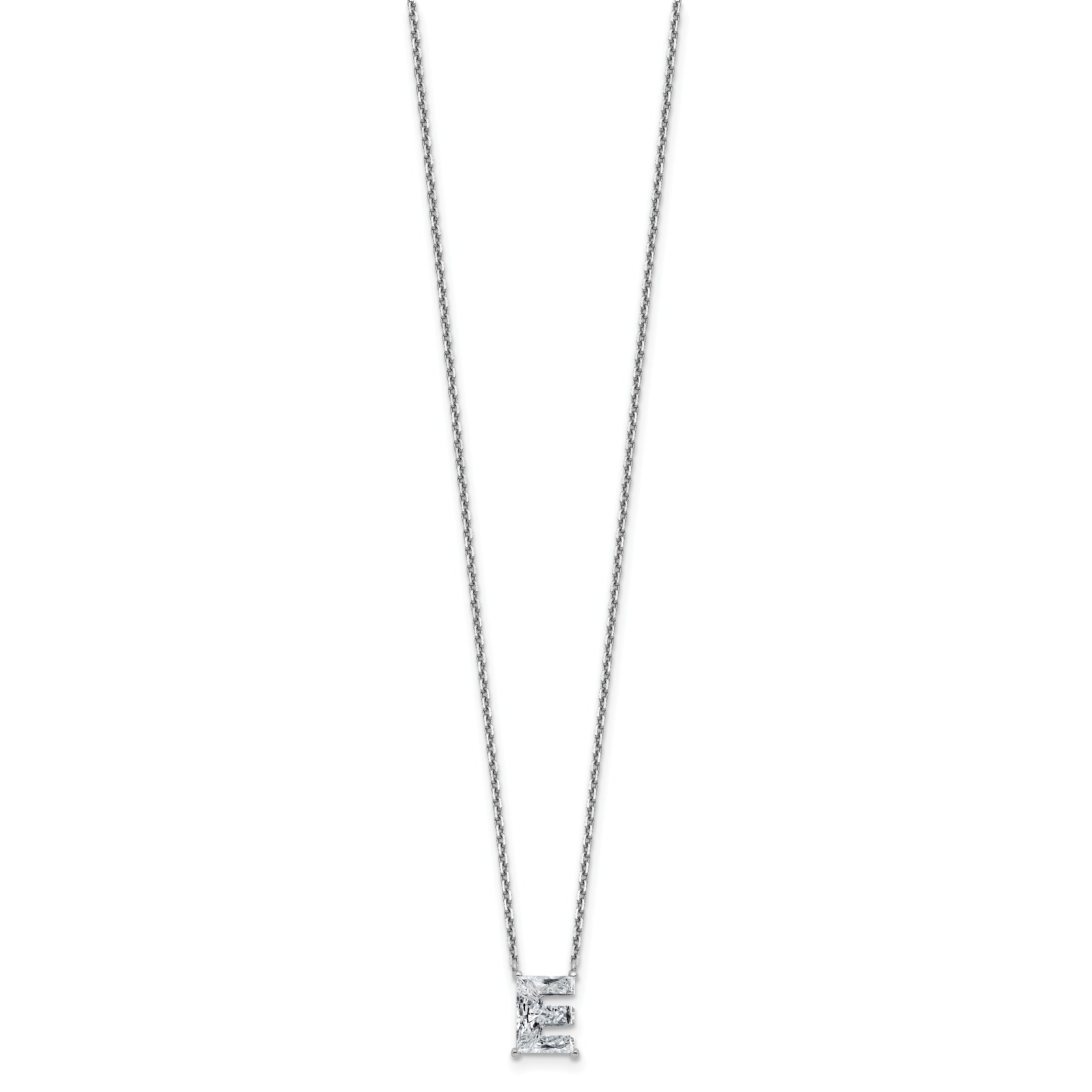 14k White Gold 1 7/8 carat Lab Grown Diamond VS+ F+ Complete Letter C Single Stone 18 inch Initial Necklace