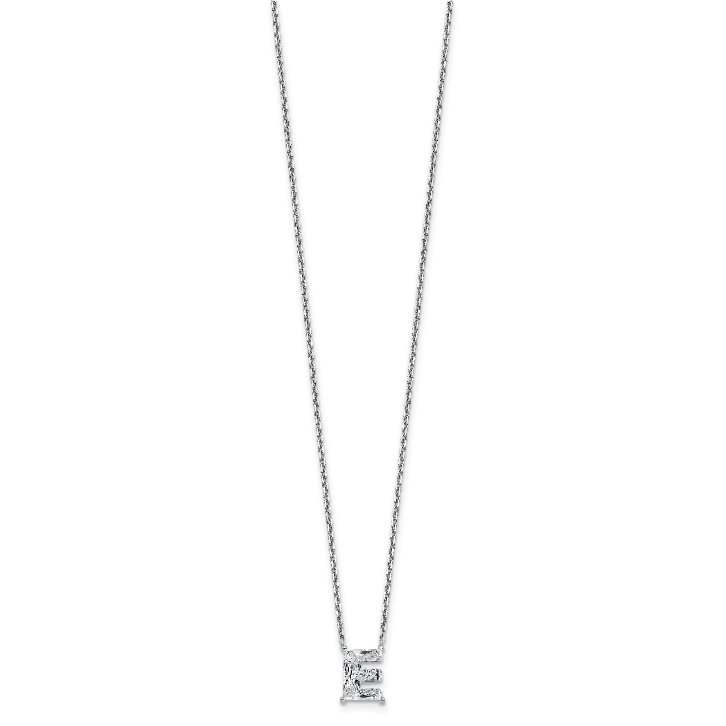 14k White Gold 1 7/8 carat Lab Grown Diamond VS+ F+ Complete Letter C Single Stone 18 inch Initial Necklace