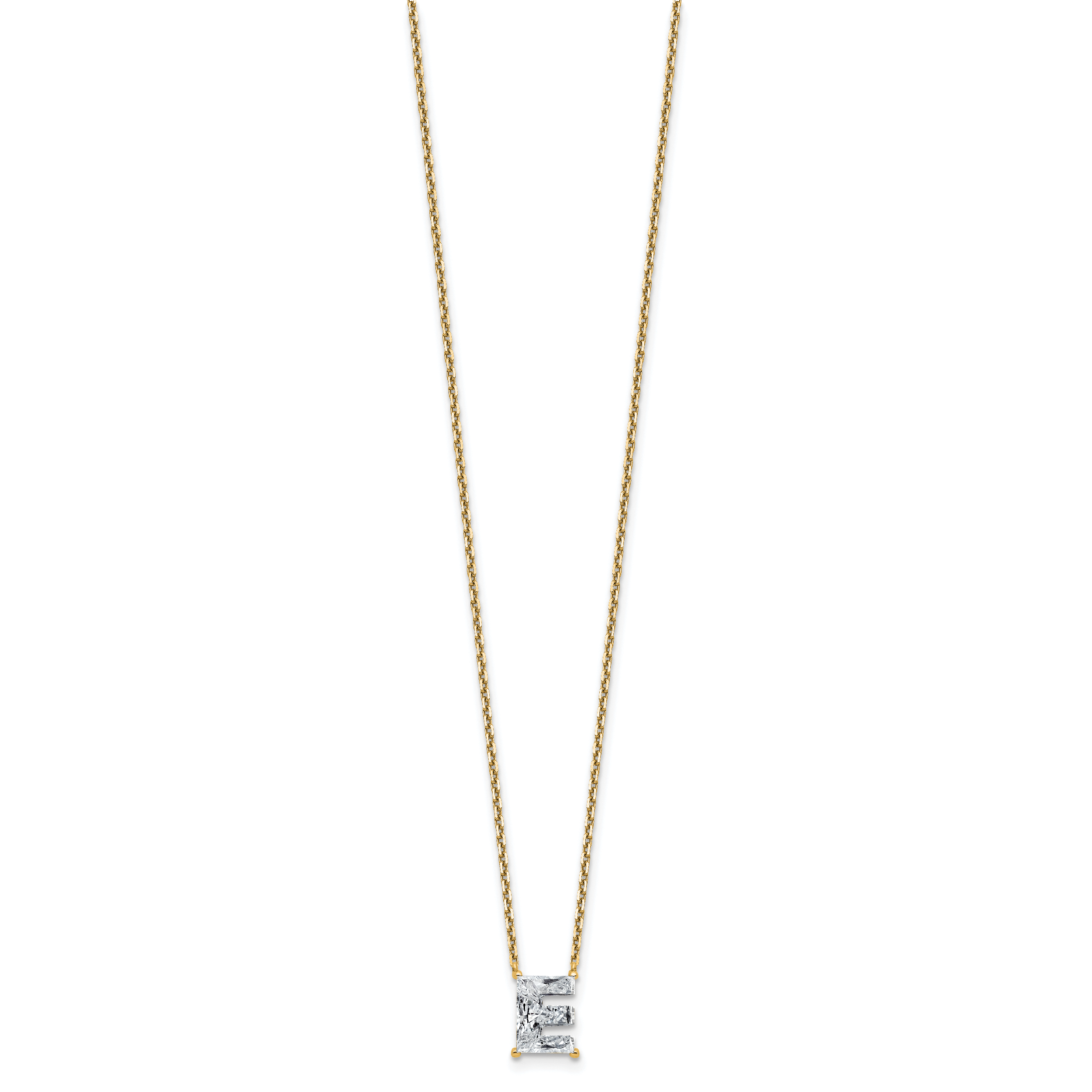 14k 1 7/8 carat Lab Grown Diamond VS+ F+ Complete Letter C Single Stone 18 inch Initial Necklace Secondary image
