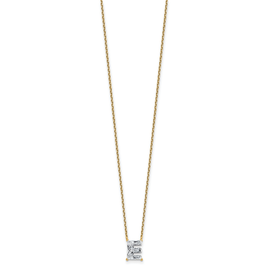 14k 1 7/8 carat Lab Grown Diamond VS+ F+ Complete Letter C Single Stone 18 inch Initial Necklace