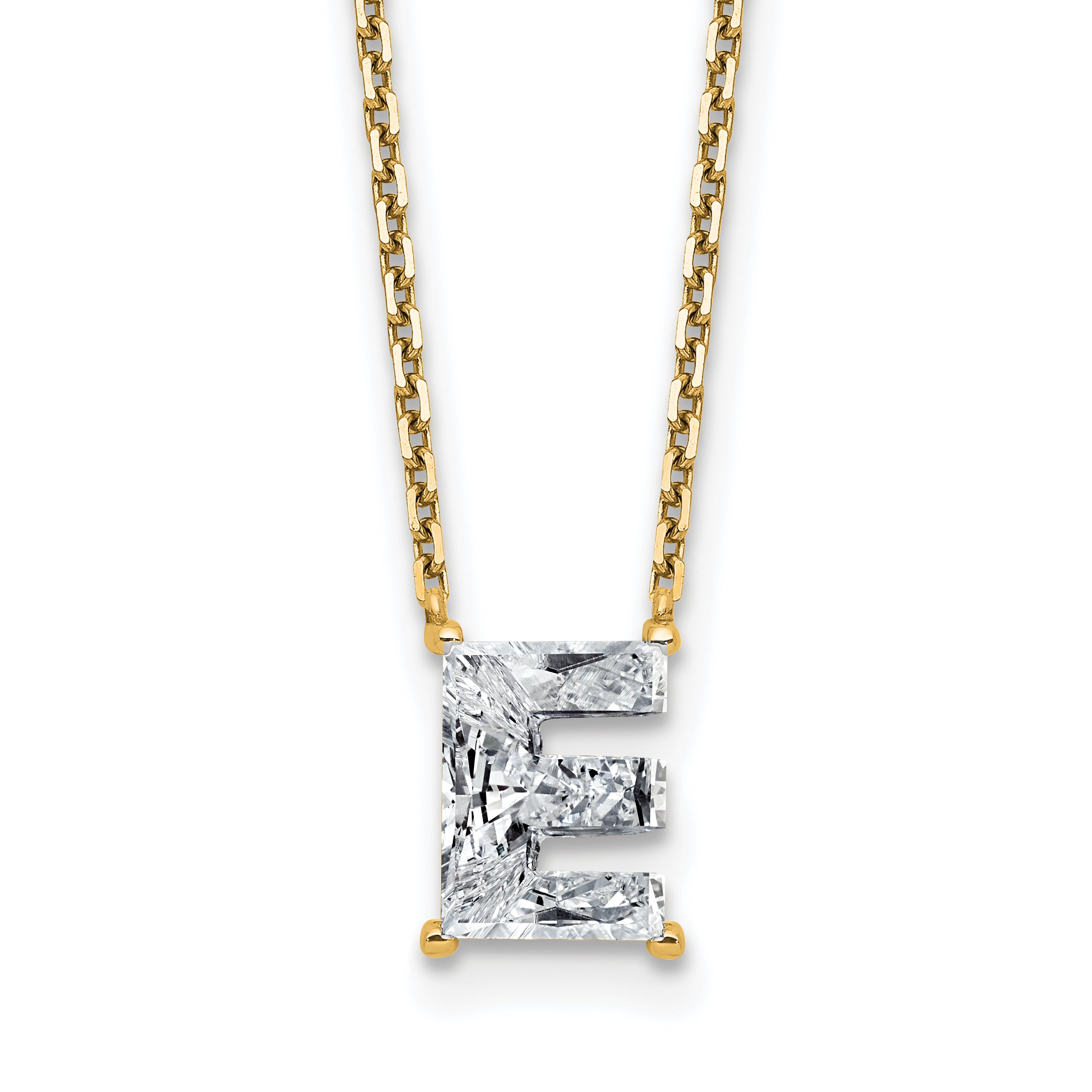 14k 1 7/8 carat Lab Grown Diamond VS+ F+ Complete Letter C Single Stone 18 inch Initial Necklace Main image