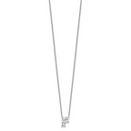 14k White Gold 1 1/2 carat Lab Grown Diamond VS+ F+ Complete Letter F Single Stone 18 inch Initial Necklace