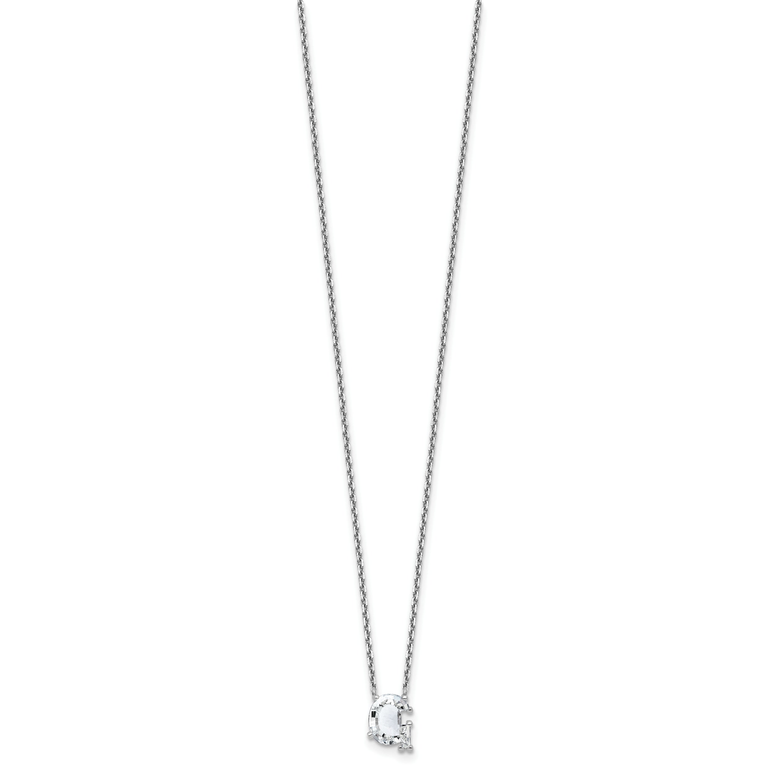 14k White Gold 2 1/4 carat Lab Grown Diamond VS+ F+ Complete Letter G Single Stone 18 inch Initial Necklace