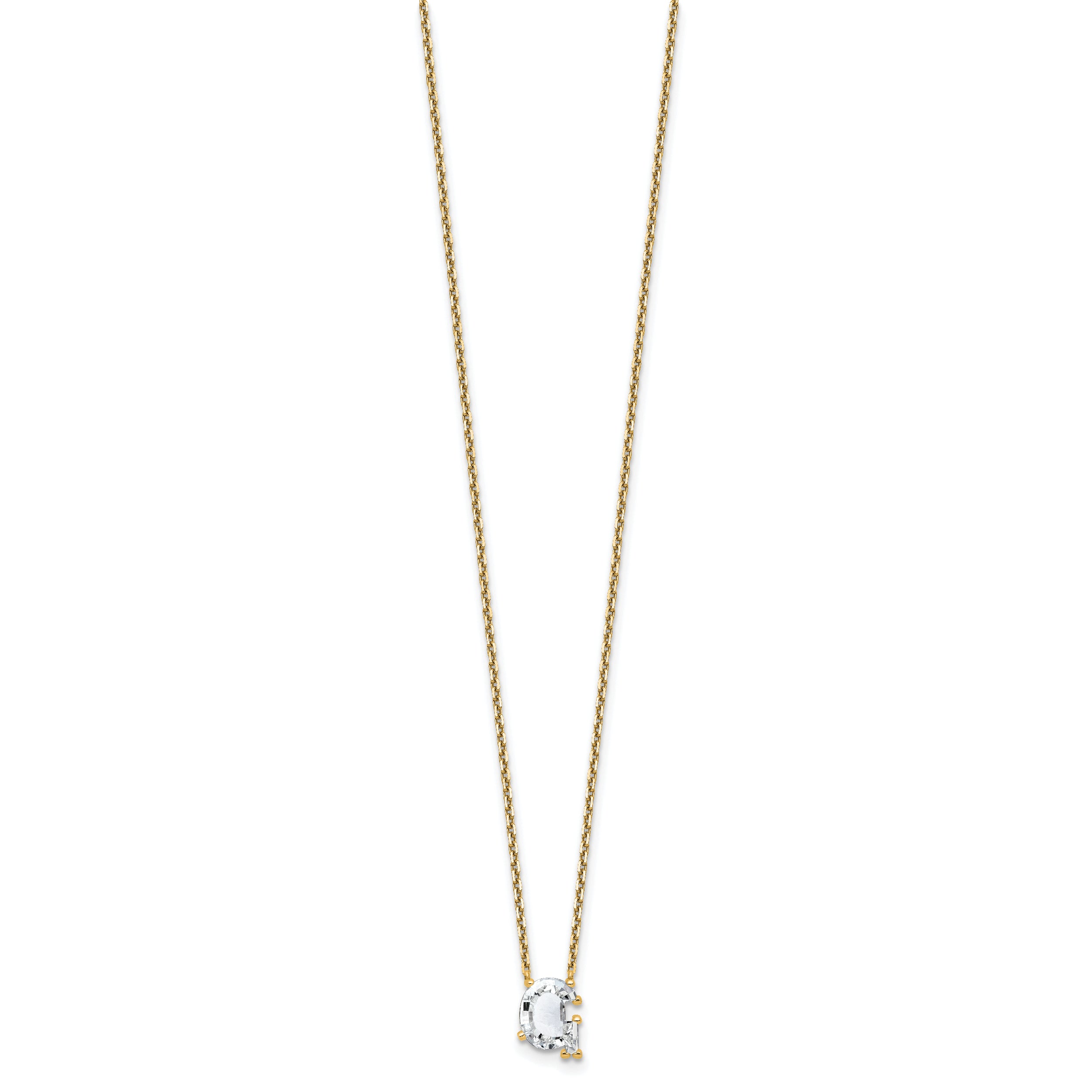 14k 2 1/4 carat Lab Grown Diamond VS+ F+ Complete Letter G Single Stone 18 inch Initial Necklace