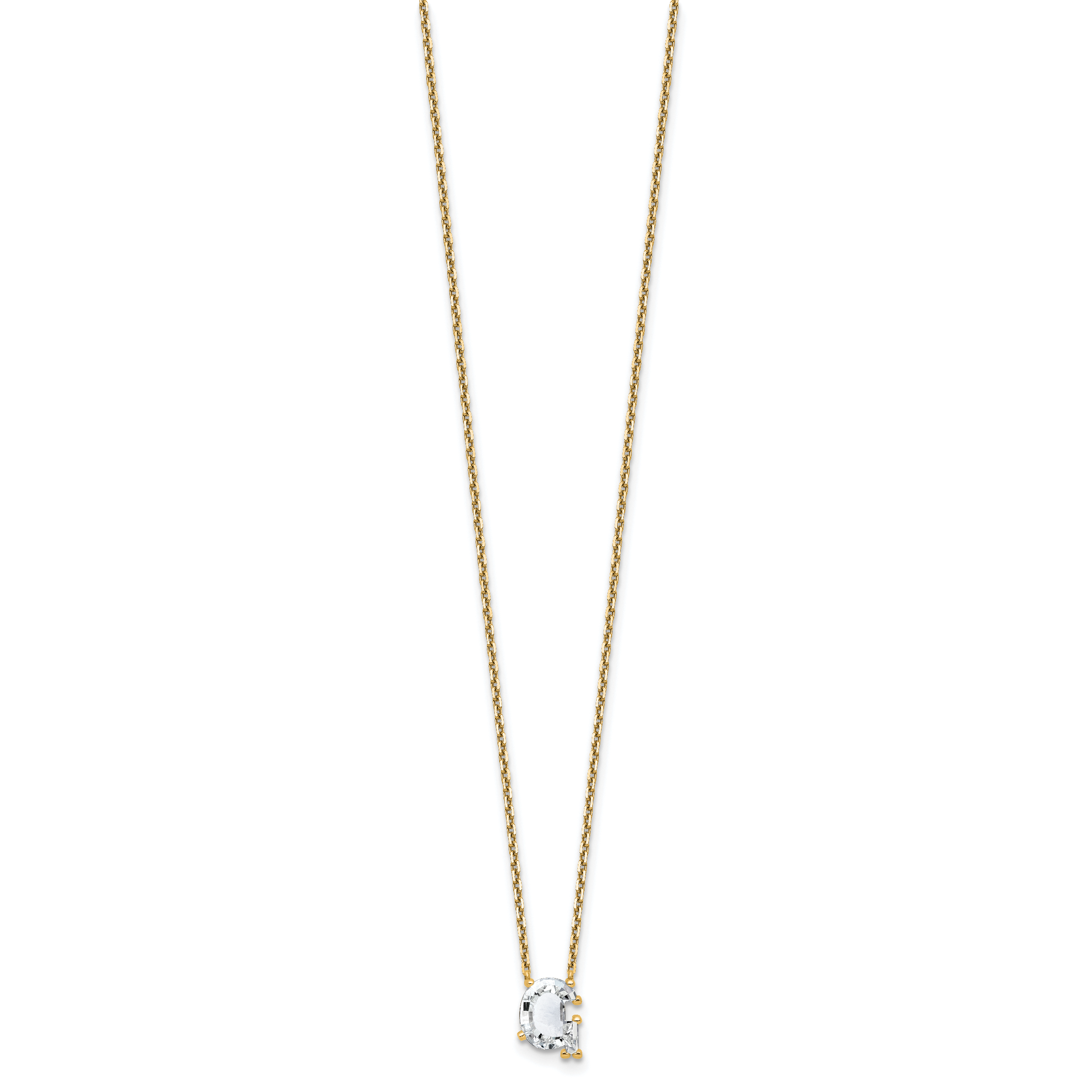 14k 2 1/4 carat Lab Grown Diamond VS+ F+ Complete Letter G Single Stone 18 inch Initial Necklace Secondary image