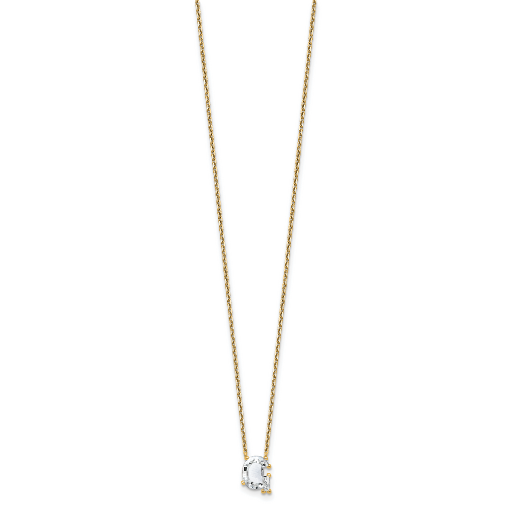14k 2 1/4 carat Lab Grown Diamond VS+ F+ Complete Letter G Single Stone 18 inch Initial Necklace