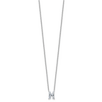 14k White Gold 1 3/4 carat Lab Grown Diamond VS+ F+ Complete Letter H Single Stone 18 inch Initial Necklace