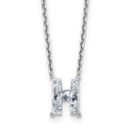 14k White Gold 1 3/4 carat Lab Grown Diamond VS+ F+ Complete Letter H Single Stone 18 inch Initial Necklace