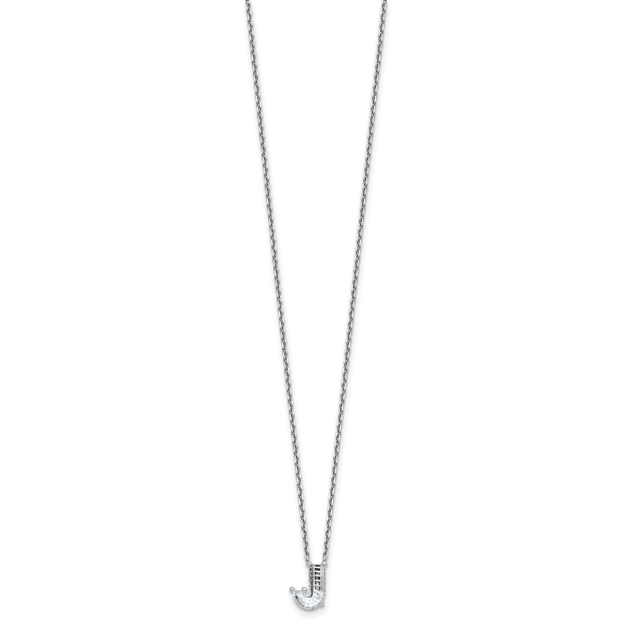 14k White Gold 1 1/4 carat Lab Grown Diamond VS+ F+ Complete Letter J Single Stone 18 inch Initial Necklace
