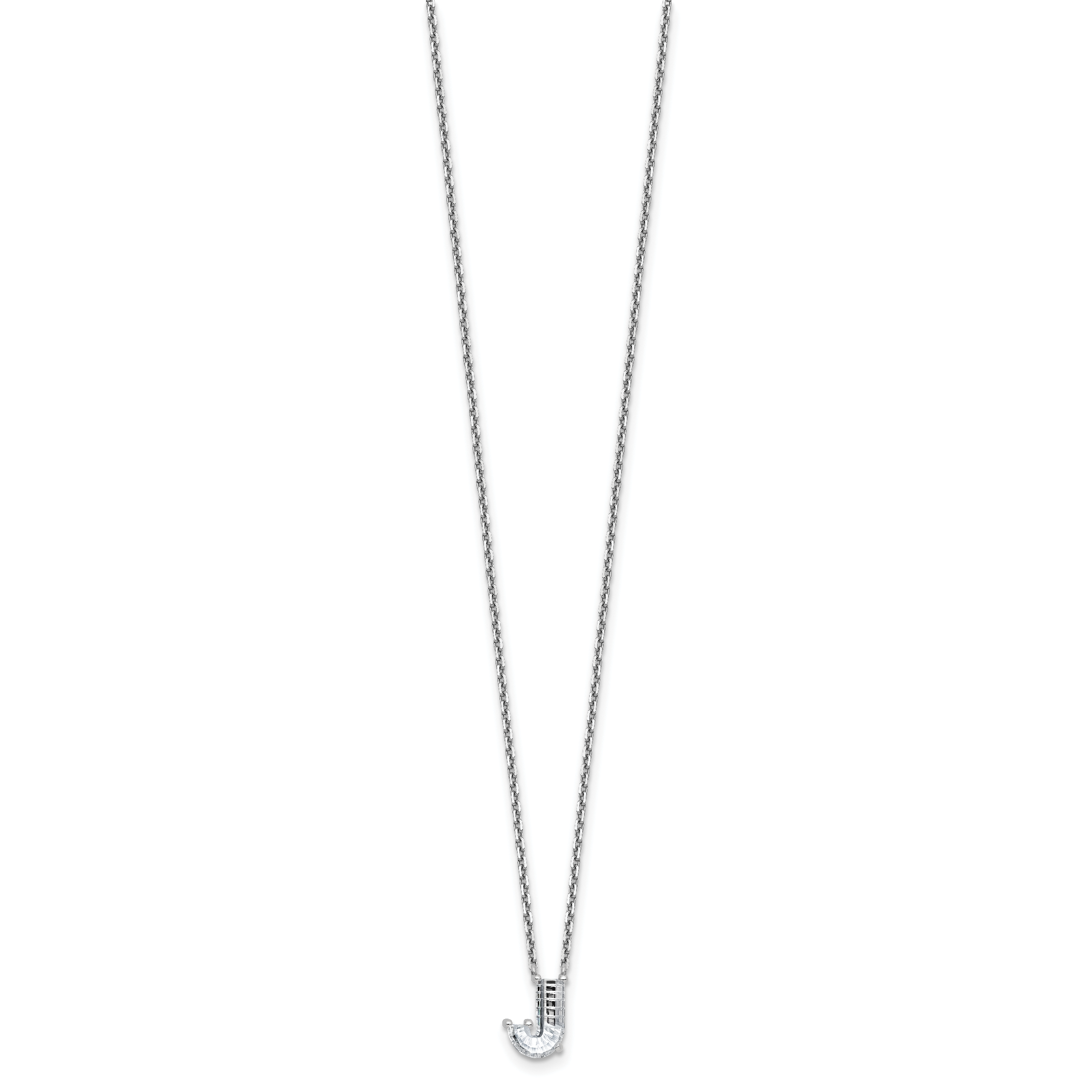 14k White Gold 1 1/4 carat Lab Grown Diamond VS+ F+ Complete Letter J Single Stone 18 inch Initial Necklace Secondary image