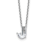 14k White Gold 1 1/4 carat Lab Grown Diamond VS+ F+ Complete Letter J Single Stone 18 inch Initial Necklace