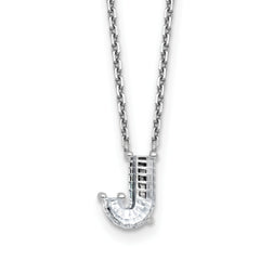 14k White Gold 1 1/4 carat Lab Grown Diamond VS+ F+ Complete Letter J Single Stone 18 inch Initial Necklace